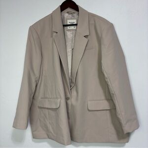 Abercrombie & Fitch Women's Neutral Blazer Plus XXLP Petite Oversized Button